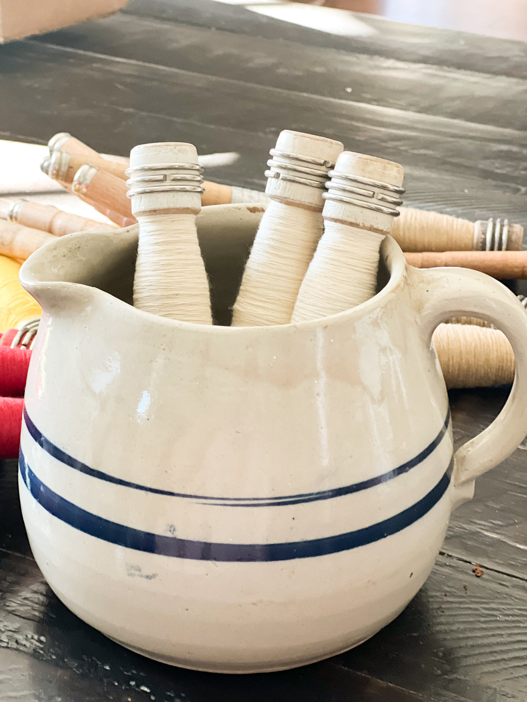 White vintage spools