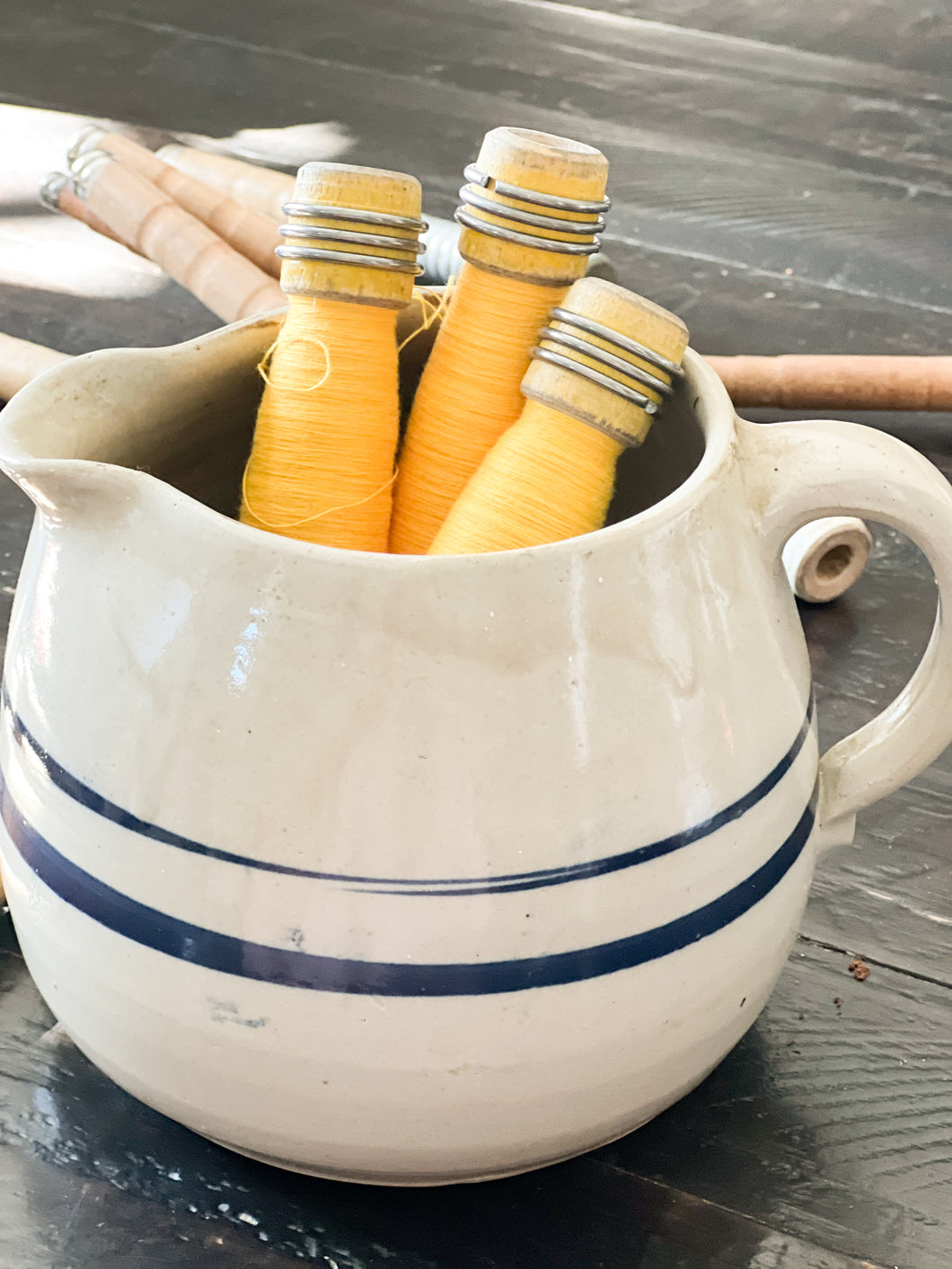 Yellow vintage spools